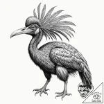 A powerful cassowary, a bird known for its da… – tattoo sketch (№1752153387_0, 10.07.2025 13:16) — tattoovalue.net