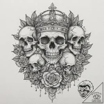 A king, looking at his own reflection, which… – tattoo sketch (№1752153987_0, 10.07.2025 13:26) — tattoovalue.net