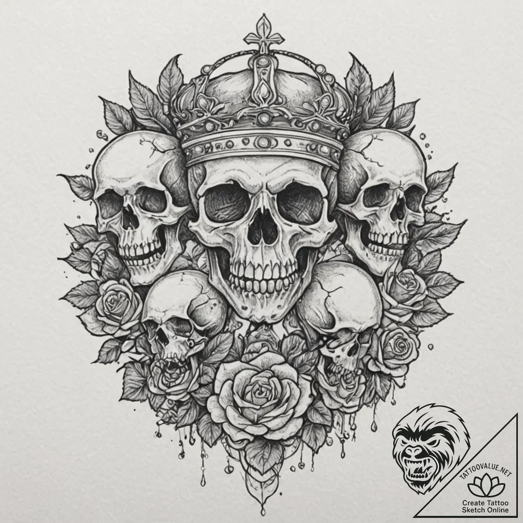 A king, looking at his own reflection, which... - tattoo sketch (№1752153987_0, 10.07.2025 13:26) — tattoovalue.net
