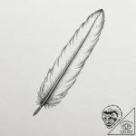 A single, perfect feather, turning into a qui… – tattoo sketch (№1752155239_0, 10.07.2025 13:47) — tattoovalue.net