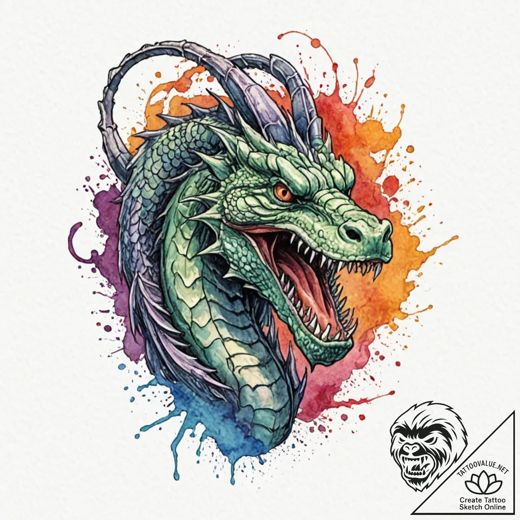 A beautiful, but deadly basilisk, its gaze tu... - tattoo sketch (№1752155831_0, 10.07.2025 13:57) — tattoovalue.net