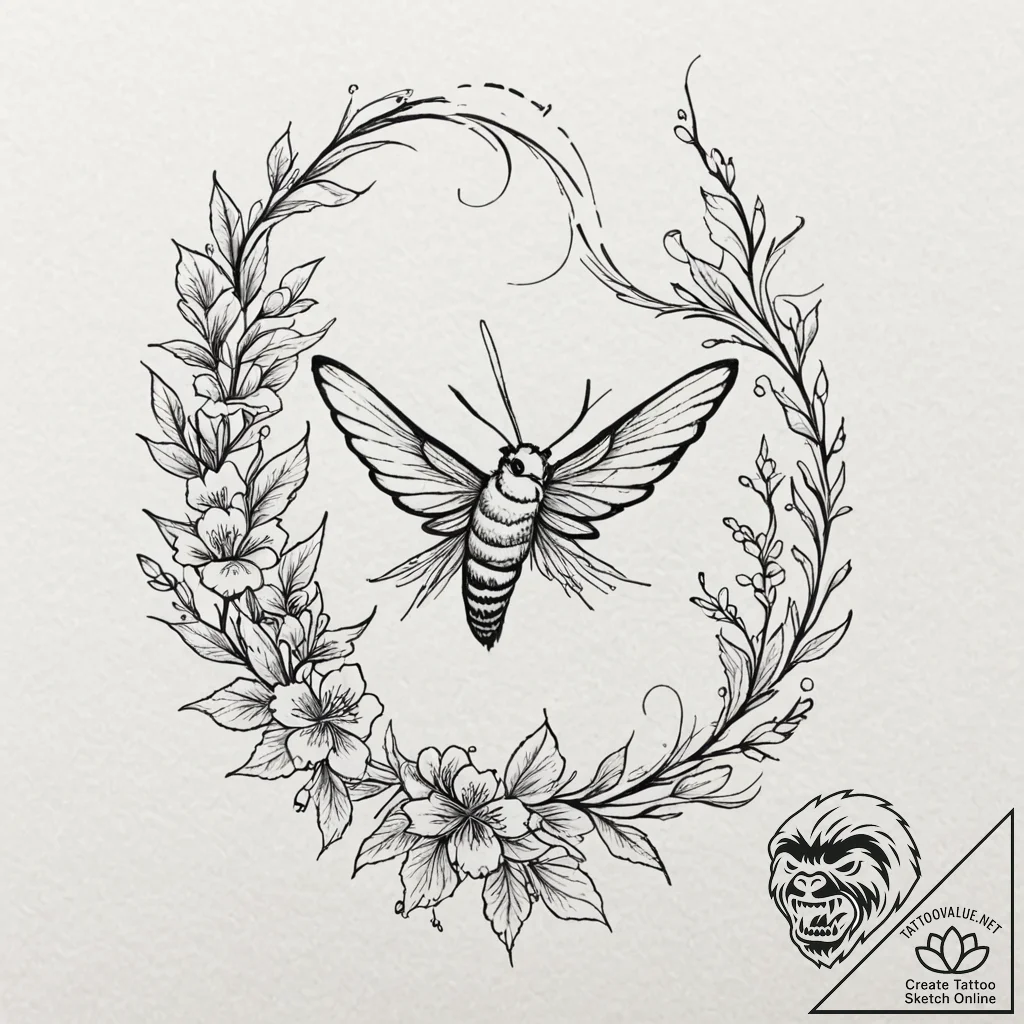A beautiful, but determined hummingbird moth,... - tattoo sketch (№1752156173_0, 10.07.2025 14:02) — tattoovalue.net