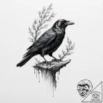 A beautiful, realistic raven, a symbol of mag… – tattoo sketch (№1752156605_0, 10.07.2025 14:10) — tattoovalue.net