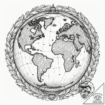 A beautiful, ornate antique globe, with a foc… – tattoo sketch (№1752157470_0, 10.07.2025 14:24) — tattoovalue.net