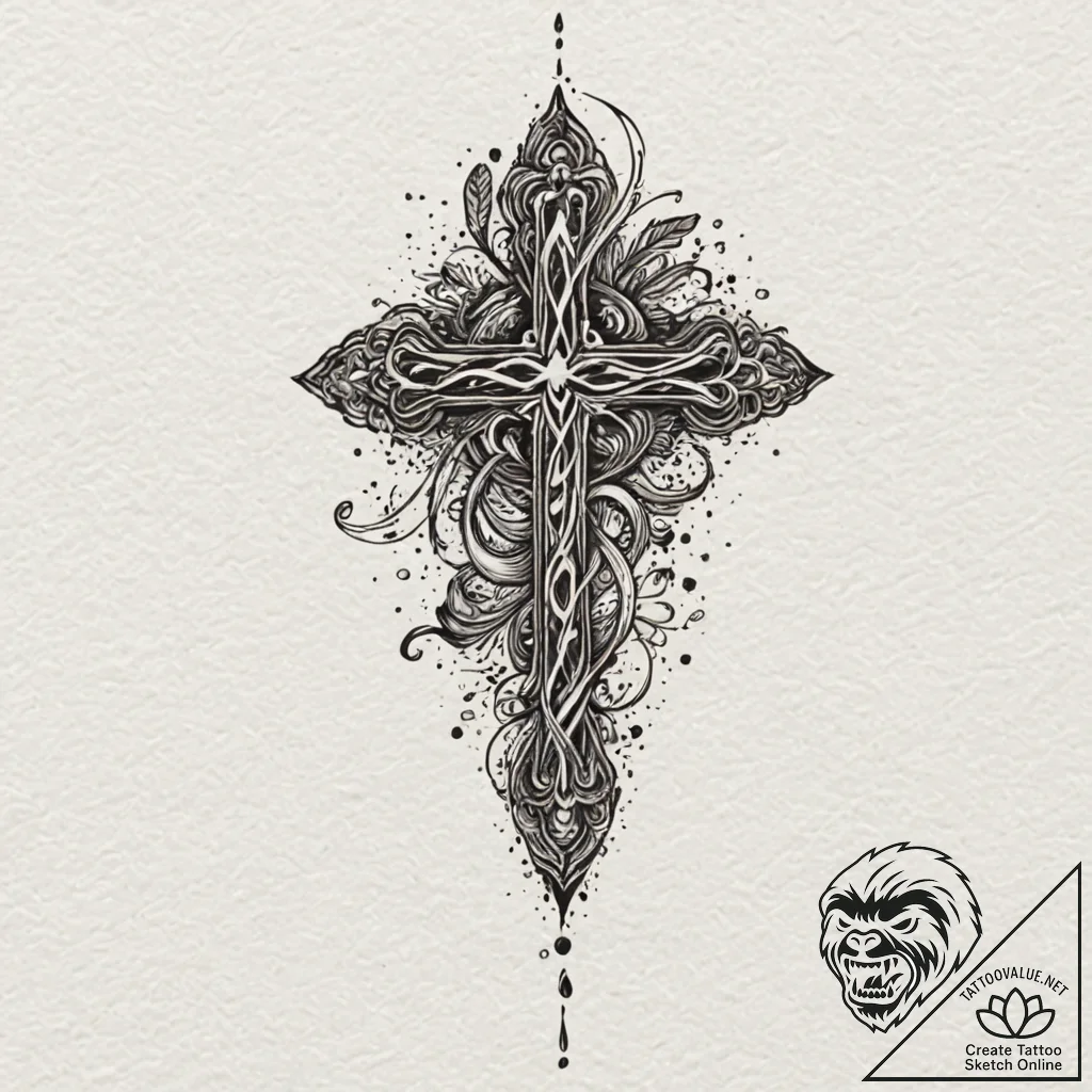 A single musical note, dissolving into a spla... - tattoo sketch (№1752157643_0, 10.07.2025 14:27) — tattoovalue.net