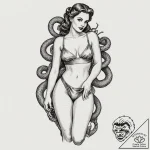 A snake, elegantly coiling up the thigh and a… – tattoo sketch (№1752158521_0, 10.07.2025 14:42) — tattoovalue.net