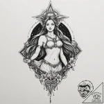 A goddess of the night, her dress is the nigh… – tattoo sketch (№1752158781_0, 10.07.2025 14:46) — tattoovalue.net