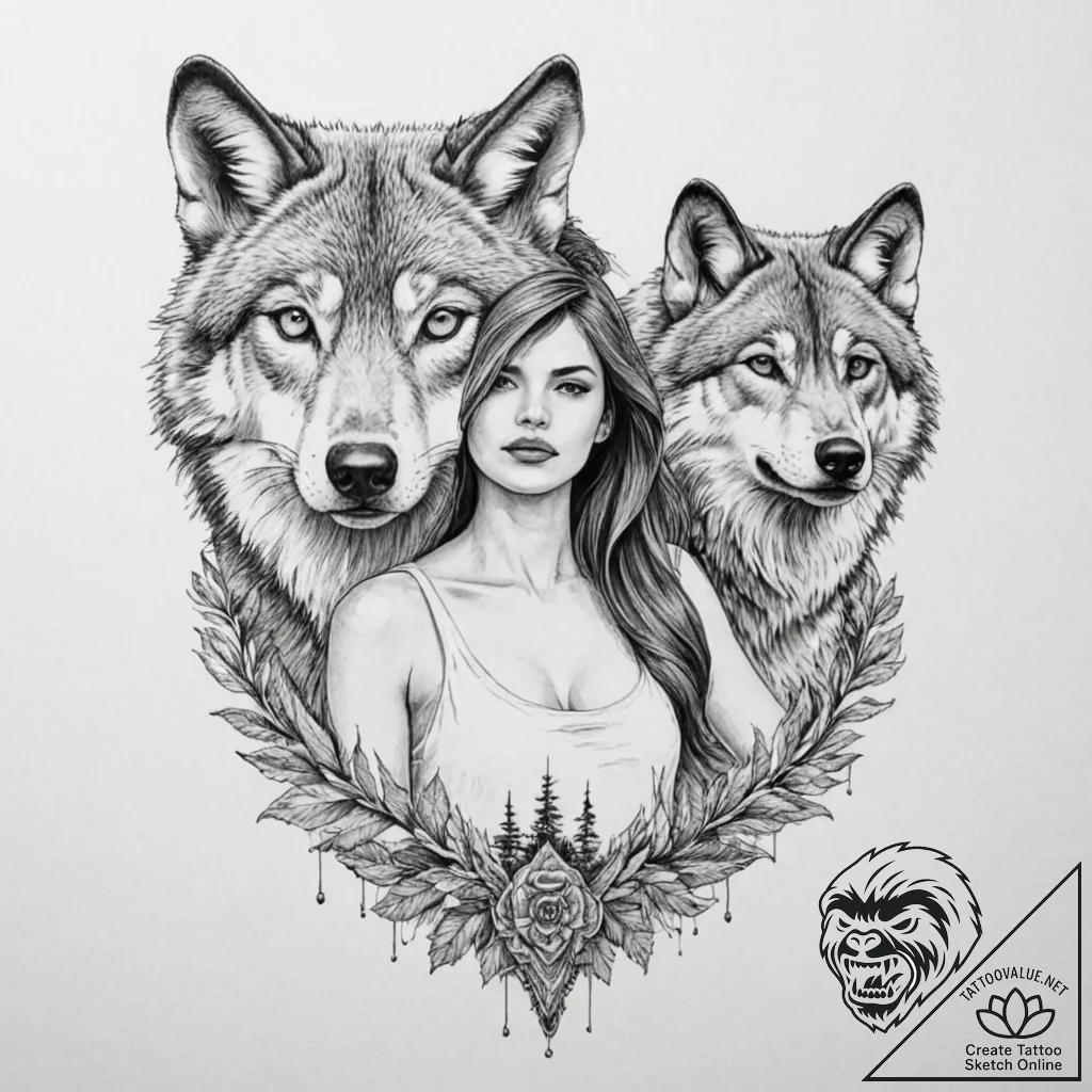 A beautiful woman with her face half-covered... - tattoo sketch (№1752159208_0, 10.07.2025 14:53) — tattoovalue.net
