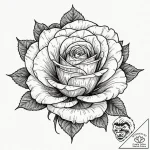 A single, perfect rose, its petals are soft,… – tattoo sketch (№1752159464_0, 10.07.2025 14:57) — tattoovalue.net