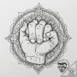 A human hand, making a fist, with a single wo… – tattoo sketch (№1752159719_0, 10.07.2025 15:01) — tattoovalue.net