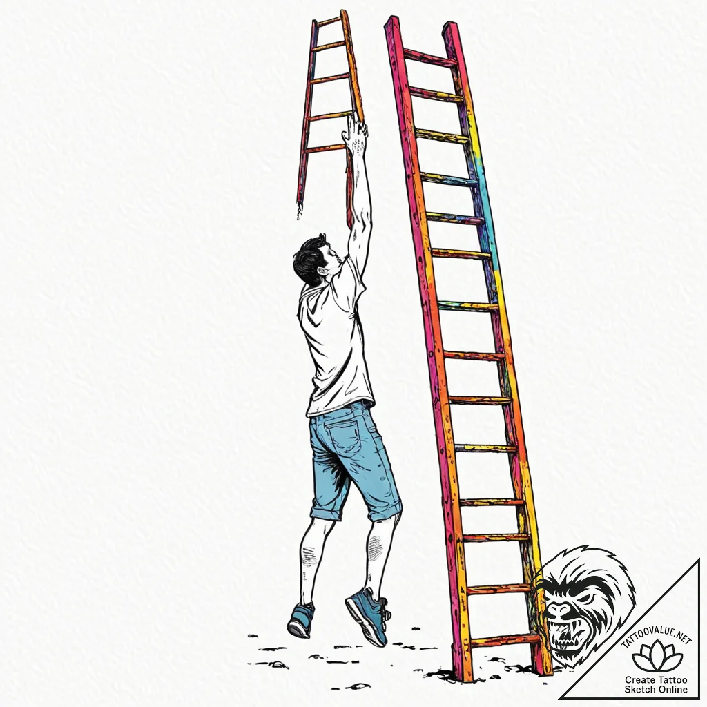 A human hand, holding a ladder for someone el... - tattoo sketch (№1752159804_0, 10.07.2025 15:03) — tattoovalue.net