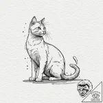 A cat, stretching languidly and sensually alo… – tattoo sketch (№1752159976_0, 10.07.2025 15:06) — tattoovalue.net