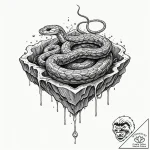 A snake, coiled seductively around a dripping… – tattoo sketch (№1752160062_0, 10.07.2025 15:07) — tattoovalue.net