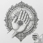 A human hand, offering a compass to a lost tr… – tattoo sketch (№1752160407_0, 10.07.2025 15:13) — tattoovalue.net