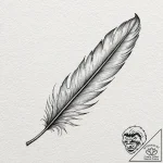 A single, abstract feather, light as a waterc… – tattoo sketch (№1752160493_0, 10.07.2025 15:14) — tattoovalue.net