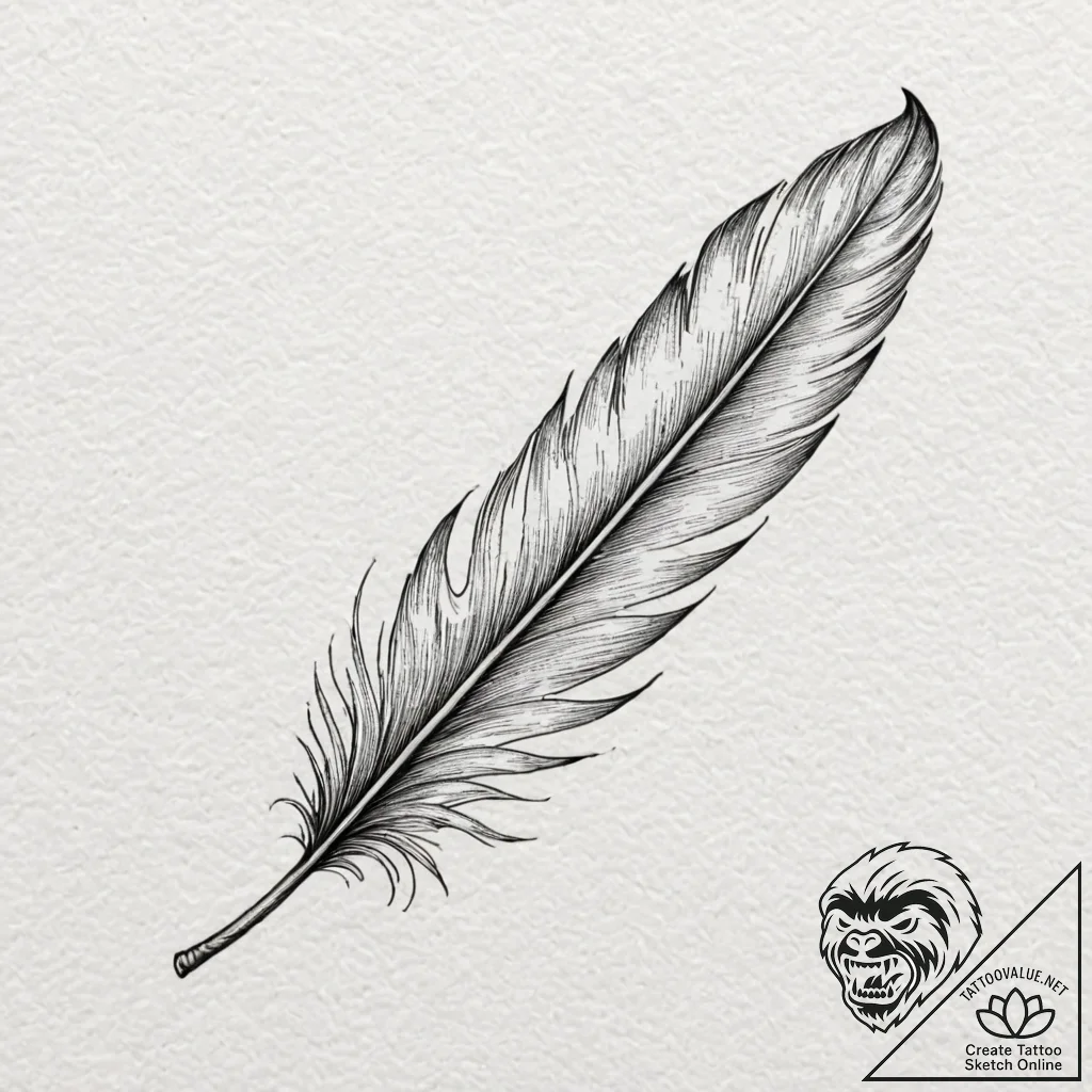 A single, abstract feather, light as a waterc... - tattoo sketch (№1752160493_0, 10.07.2025 15:14) — tattoovalue.net