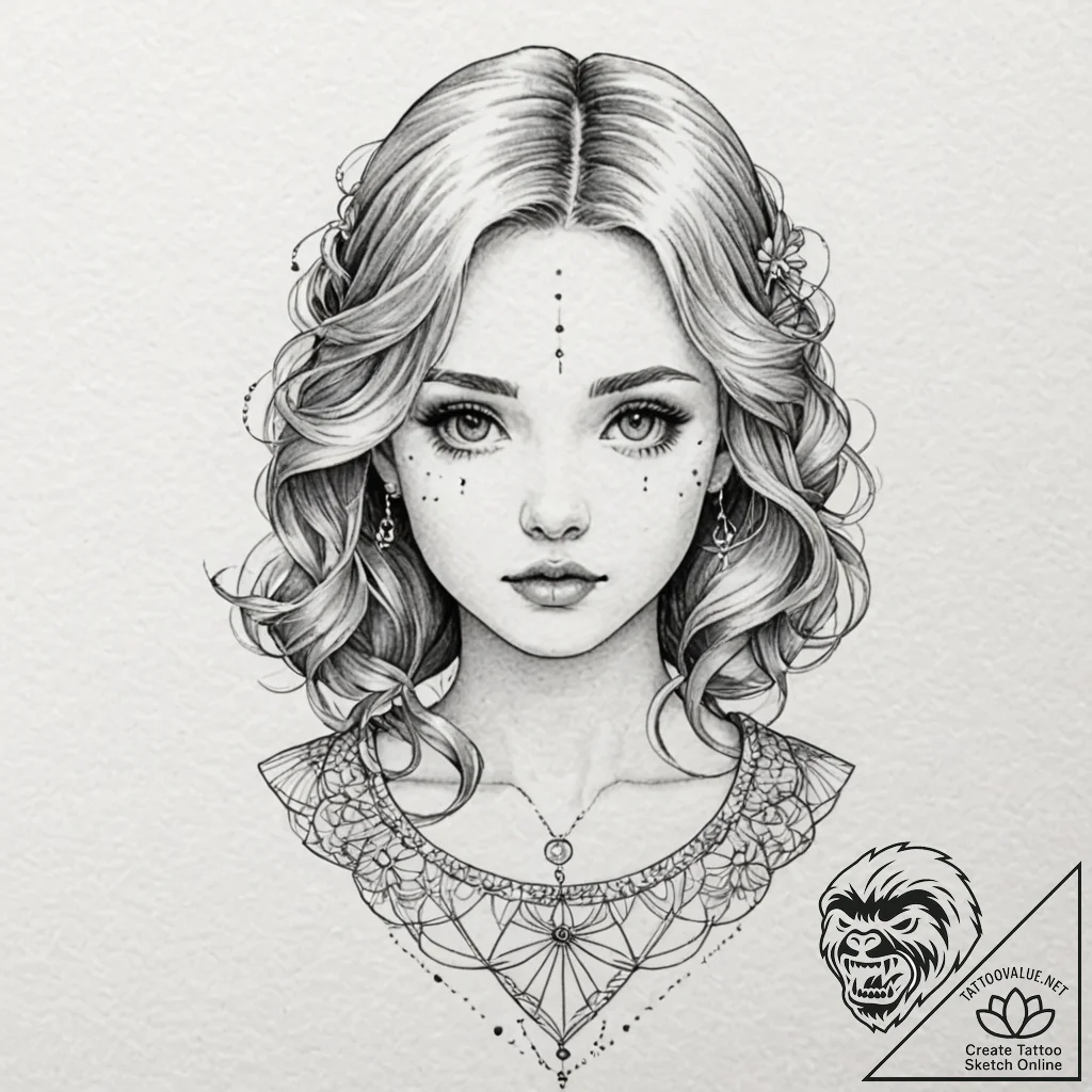A beautiful, but empty and soulless porcelain... - tattoo sketch (№1752161415_0, 10.07.2025 15:30) — tattoovalue.net