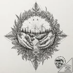 A beautiful, strong community garden, with ma… – tattoo sketch (№1752161499_0, 10.07.2025 15:31) — tattoovalue.net