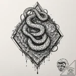 A snake, coiled seductively around a dripping… – tattoo sketch (№1752161583_0, 10.07.2025 15:33) — tattoovalue.net