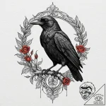 A beautiful, realistic crow, with a single, r… – tattoo sketch (№1752161666_0, 10.07.2025 15:34) — tattoovalue.net