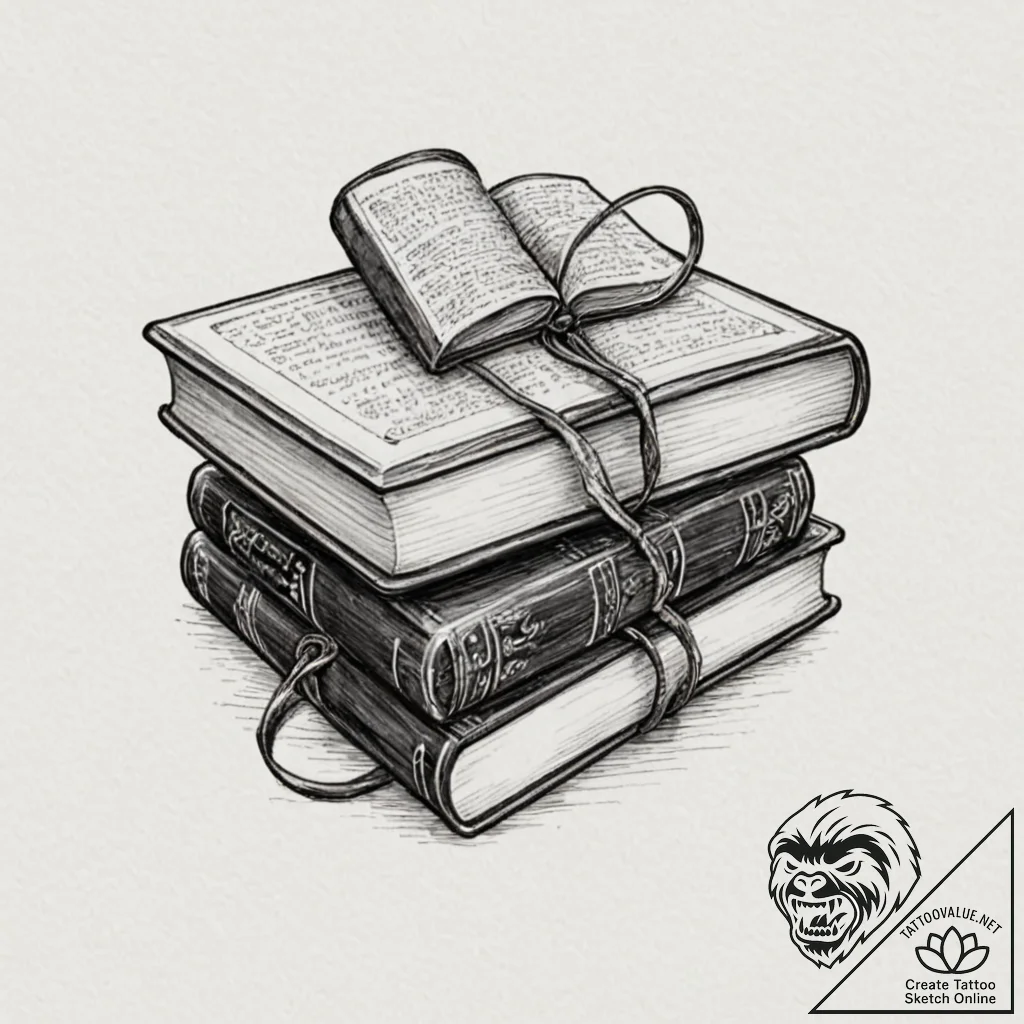 A beautiful, detailed drawing of a family lib... - tattoo sketch (№1752161832_0, 10.07.2025 15:37) — tattoovalue.net