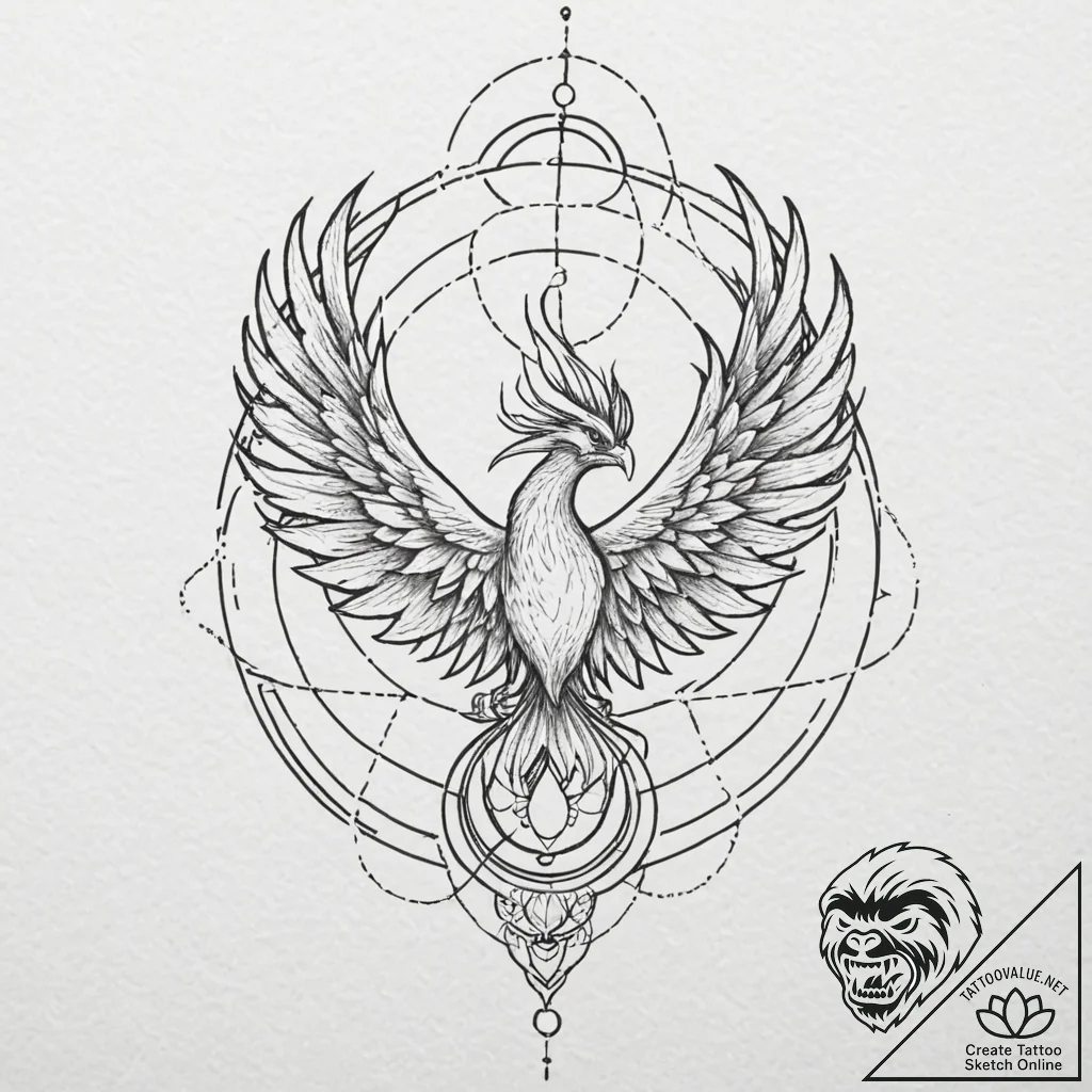A phoenix, but it is a creature of black fire... - tattoo sketch (№1752161916_0, 10.07.2025 15:38) — tattoovalue.net