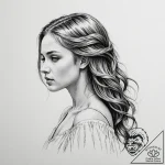 A beautiful woman whose hair is a waterfall – tattoo sketch (№1752162335_0, 10.07.2025 15:45) — tattoovalue.net