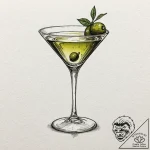 A single, perfect, glistening olive in a mart… – tattoo sketch (№1752163104_0, 10.07.2025 15:58) — tattoovalue.net