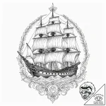 A beautiful, ornate caravel, the ship of expl… – tattoo sketch (№1752163274_0, 10.07.2025 16:01) — tattoovalue.net