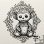Cheburashka, tattoo drawing outline, subtle d… – tattoo sketch (№1752164466_0, 10.07.2025 16:21) — tattoovalue.net