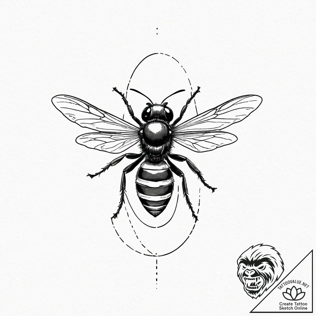 Wasp, tattoo drawing outline, black outline o... - tattoo sketch (№1752164725_0, 10.07.2025 16:25) — tattoovalue.net