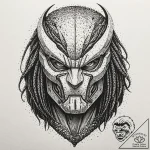 Neo-traditional tattoo of the predator’s bio-… – tattoo sketch (№1752164814_0, 10.07.2025 16:26) — tattoovalue.net