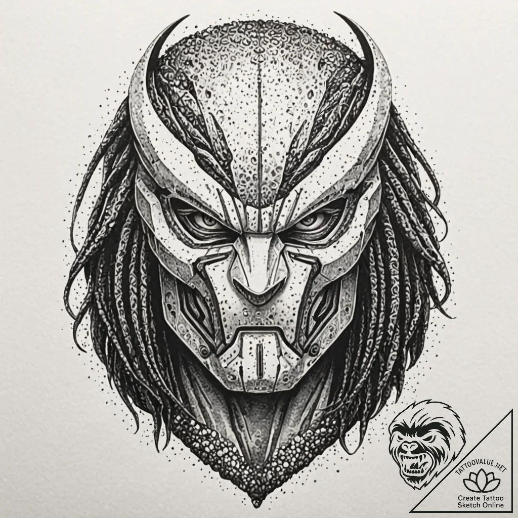 Neo-traditional tattoo of the predator's bio-... - tattoo sketch (№1752164814_0, 10.07.2025 16:26) — tattoovalue.net