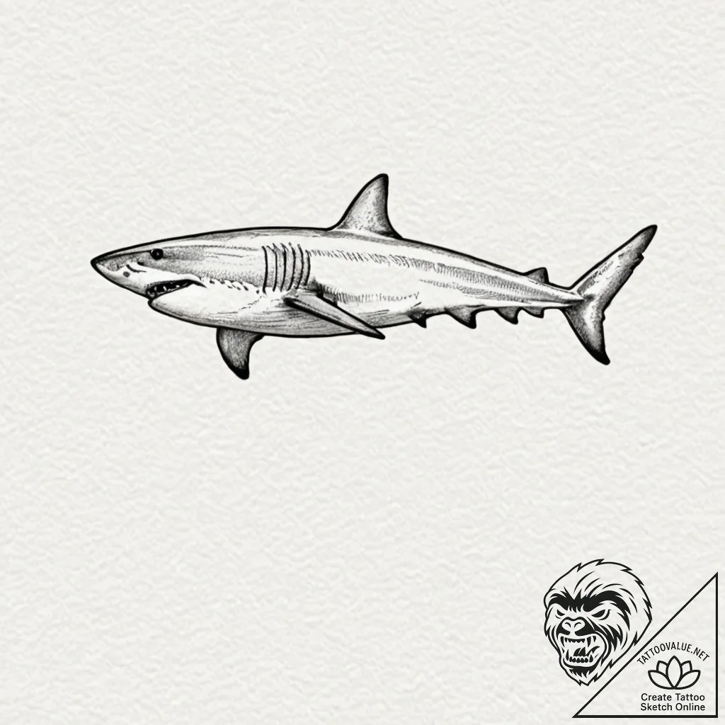 Shark, tattoo drawing outline, clear image, s... - tattoo sketch (№1752165989_0, 10.07.2025 16:46) — tattoovalue.net