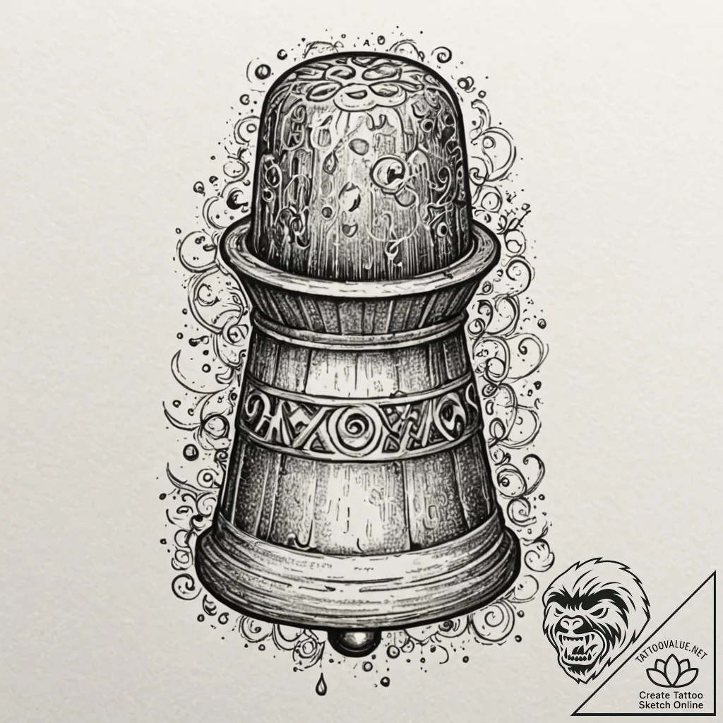 A thimble, artistic tattoo sketch, rough sket... - tattoo sketch (№1752166066_0, 10.07.2025 16:47) — tattoovalue.net