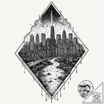 Watercolor sketch of neo-los angeles skyline… – tattoo sketch (№1752166237_0, 10.07.2025 16:50) — tattoovalue.net