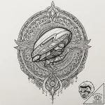 A linework tattoo of the normandy sr-2 ship f… – tattoo sketch (№1752166322_0, 10.07.2025 16:52) — tattoovalue.net