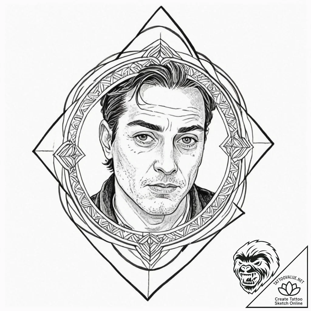 A graphic novel portrait of the main characte... - tattoo sketch (№1752166834_0, 10.07.2025 17:00) — tattoovalue.net