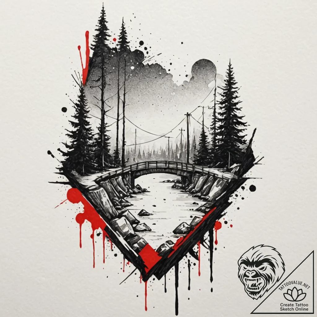 Bifrost bridge, artistic tattoo sketch, trash... - tattoo sketch (№1752167088_0, 10.07.2025 17:04) — tattoovalue.net