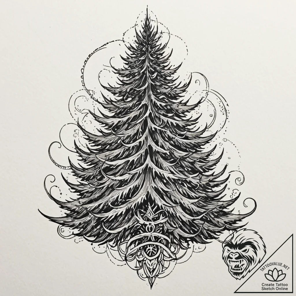 Fir trees, tattoo sketch design, highly detai... - tattoo sketch (№1752167342_0, 10.07.2025 17:09) — tattoovalue.net