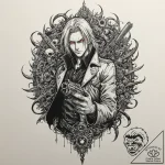 A trash polka tattoo of alucard from hellsing… – tattoo sketch (№1752167598_0, 10.07.2025 17:13) — tattoovalue.net
