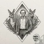 A graphic novel panel of the hedge animals fr… – tattoo sketch (№1752167769_0, 10.07.2025 17:16) — tattoovalue.net