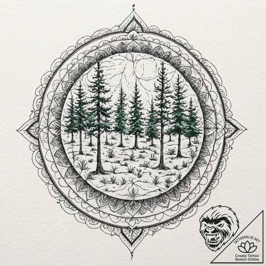 A watercolor sketch of the beautiful forest l... - tattoo sketch (№1752167941_0, 10.07.2025 17:19) — tattoovalue.net