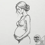 A powerful linework tattoo of a pregnant woma… – tattoo sketch (№1752168621_0, 10.07.2025 17:30) — tattoovalue.net