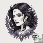 A neo-traditional portrait of a beautiful and… – tattoo sketch (№1752168873_0, 10.07.2025 17:34) — tattoovalue.net