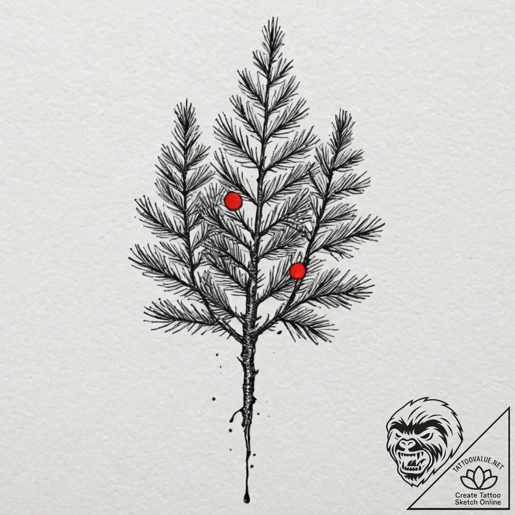 Pine, tattoo flash sheet design, on textured... - tattoo sketch (№1752169040_0, 10.07.2025 17:37) — tattoovalue.net