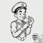 Popeye the sailor, tattoo drawing outline, ae… – tattoo sketch (№1752169124_0, 10.07.2025 17:38) — tattoovalue.net