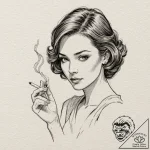 A sketch of marla singer, with her cigarette… – tattoo sketch (№1752170458_0, 10.07.2025 18:00) — tattoovalue.net