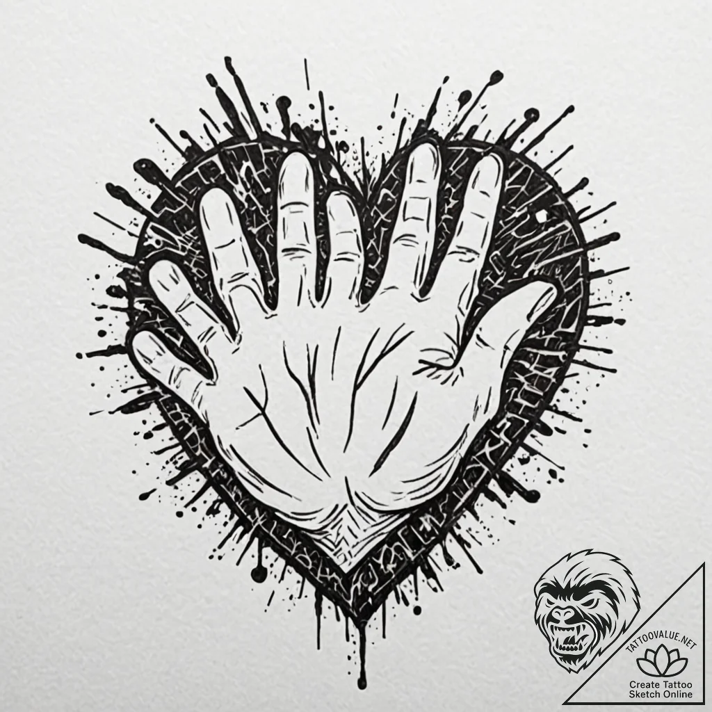 A linework design of the five-point-palm-expl... - tattoo sketch (№1752170794_0, 10.07.2025 18:06) — tattoovalue.net