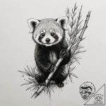 A red panda on a bamboo stalk, concept art fo… – tattoo sketch (№1752171384_0, 10.07.2025 18:16) — tattoovalue.net